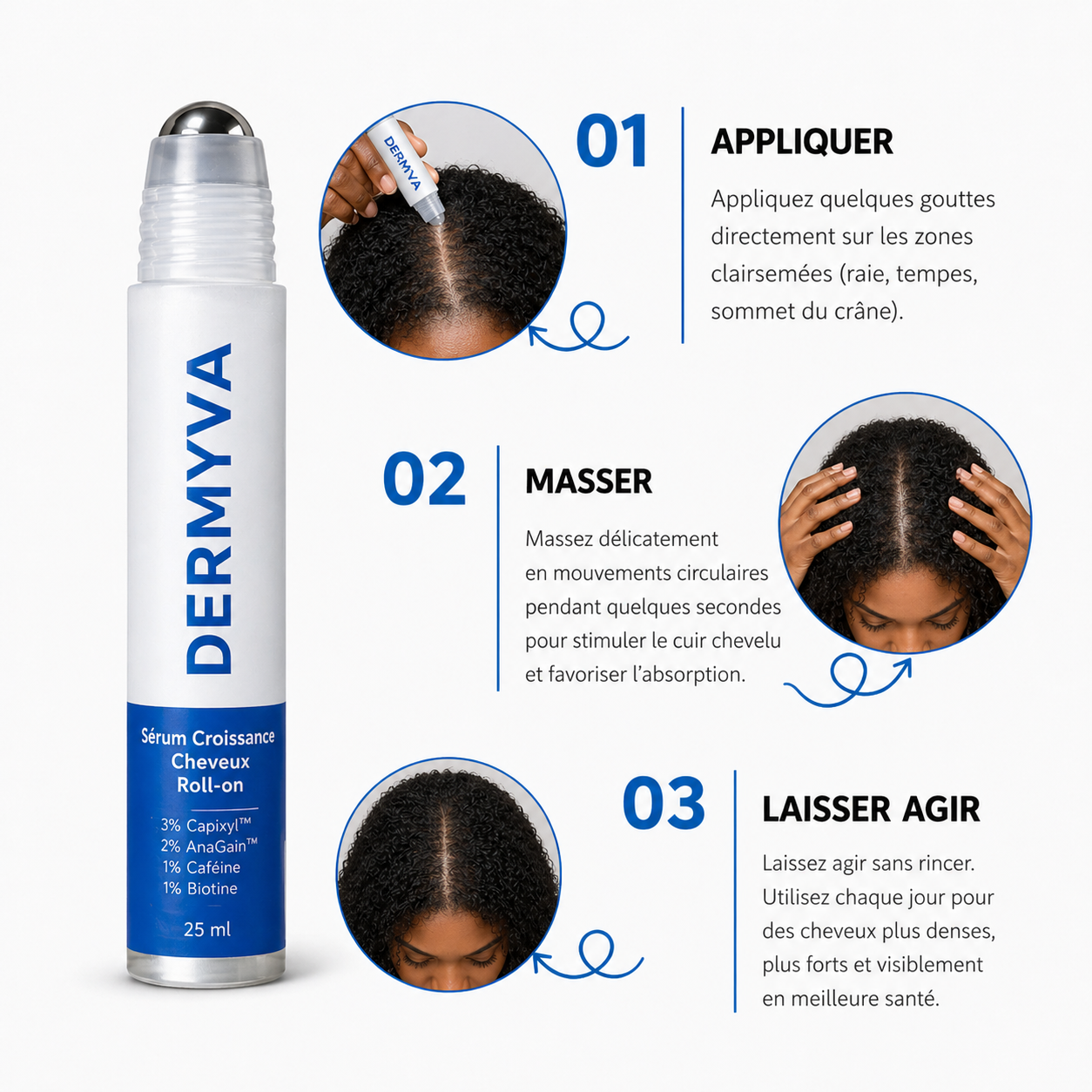 NovaDerma™ Sérum Roll-on Anti-Chute & Stop chute de cheveux